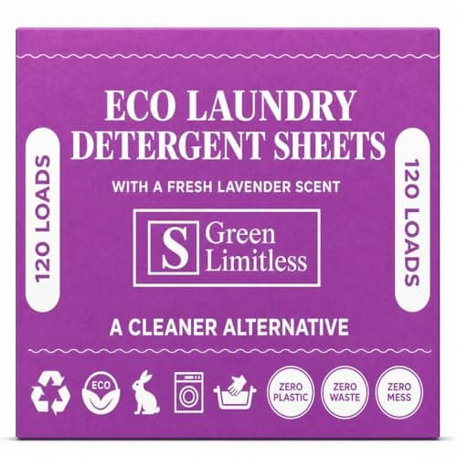 Green Limitless Eco Laundry Detergent 120 Sheets (Loads) with A Lavender Scent. All the benefits of a liquid detergent, washing powder, or washing pods without any of the drawbacks.