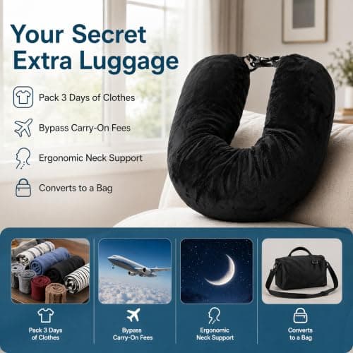2 Pcs Stuffable Neck Pillow, Velvet U-Shaped Fillable Travel Pillow — view 5