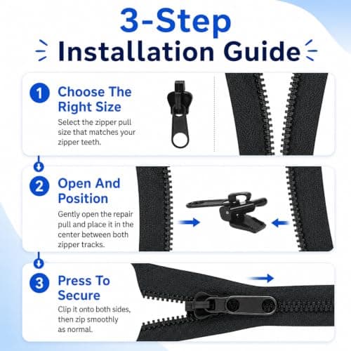 12 Pack Universal Detachable Zipper Repair Kit Seamless Smooth Quick Replacement for Jackets, Coats, Suitcases, Bags, Skirts, Dresses and Accessories — view 6