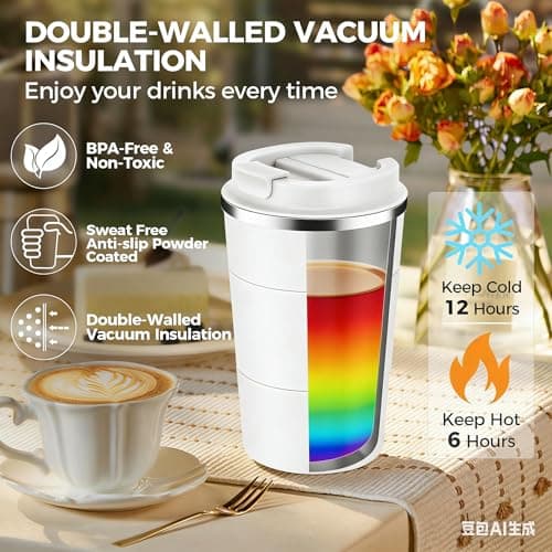 KANGSIT Insulated Travel Mug with Leakproof Lid, 380ml — view 2