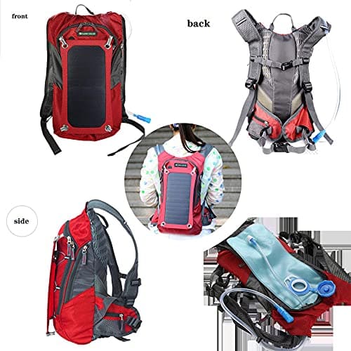 GQYYS Solar Backpack, Solar Powered 1.8 Liter Hydration Backpack / 7 Watt Solar Panel, Solar Powered Pack for Hiking Biking Running Walking Climbing Outdoor Travel — view 2