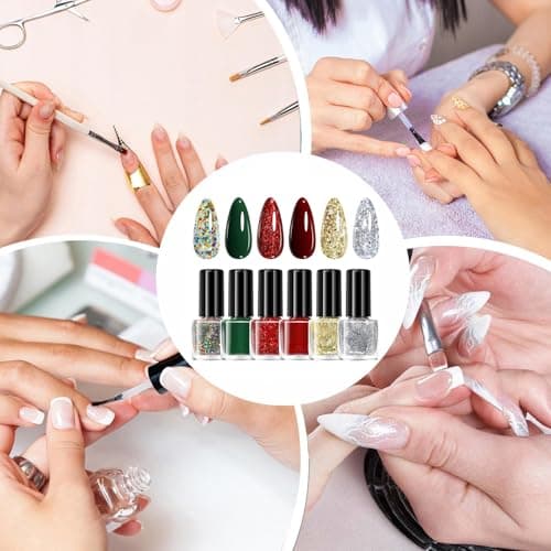 Christmas Nail Polish Set - Long Lasting 6-Color Accessories | Holiday Nail Polish Set,for Holiday Manicure Salon Home Travel Wedding Bridal Spa Grooming Party Summer Daily — view 5