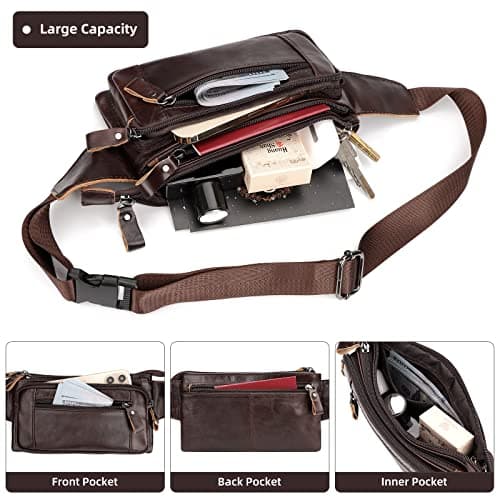 Bumbags Leather Fanny Pack for Men Women, foldie Travel Bag Cross Body — view 3