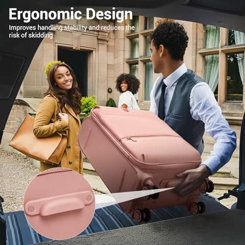 M Expandable 26" Medium Suitcase with 4 Spinner Wheels Lightweight Softside Hold Check in Luggage with TSA Lock, Pink — view 2