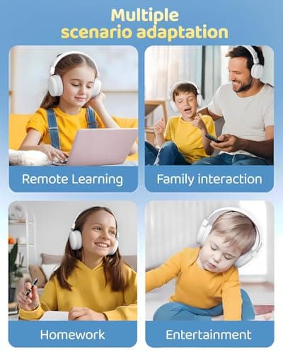 awatrue Kids Headphones Wireless, 50H Playtime, Safe Volume 85/94dBA, Foldable & Stereo Sound, Bluetooth 5.4 Over Ear Kids Bluetooth Headphones for Girls/Boys/Teens/School, White — view 4