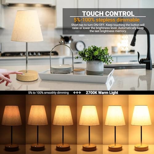 HSLighting Rechargeable Table Lamp, 300LM Cordless Stepless Dimmable Light — view 3