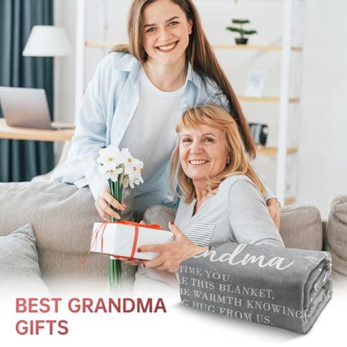 Niyewsor Grandma Gifts, Grandma Floral Blanket 50" x 60", Gray — view 2