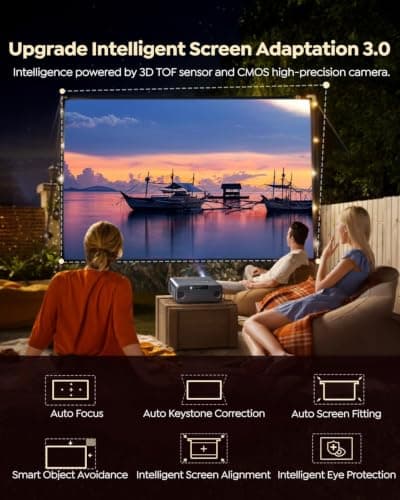 【Netflix Included/Dolby Audio】Smart 4K Projector,1400ANSI FHD 1080P Portable Projector,HDR10 Short Throw Auto Focus/Keystone WiFi6 Bluetooth 50% Zoom Home Cinema Projectors for Bedroom,Outdoor,Gifts — view 5