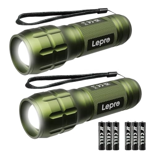 Lepro LE LED Torch Battery Powered, LE1000 Hand Camping Flashlight, 2 Packs