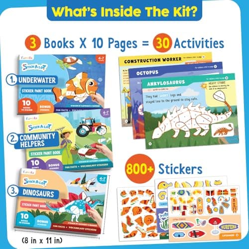 Funcils Paint by Sticker Book for Kids Age 4-8, 30 Colour Sticker by Number — view 2