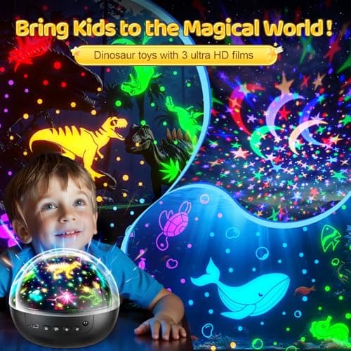 Dinosaur Toys for Boys,3HD Films Night Light Projector,31 Colors Boy Toys — view 3