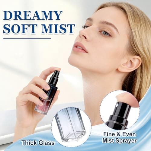 Qufiiry 5Pack 10ml Perfume Travel Bottle Glass Refillable Atomiser Set with Funnel Dropper Leakproof Portable Perfume Spray Bottles for Women Men Travel — view 3