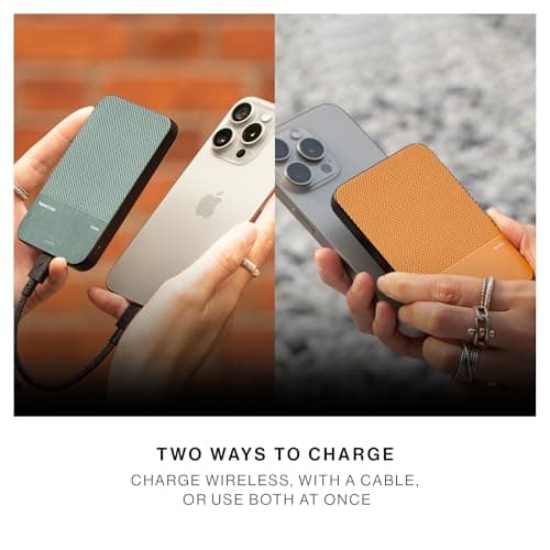 Native Union (Re) Classic Power Bank | Magnetic - Qi2 MagSafe Compatible 5000mAh 15W Portable Charger - USB-C Cable Included - for iPhone Air, 17, 17 Pro, 17 Pro Max, 17e, AirPods Pro 3 & More (Tan) — view 5