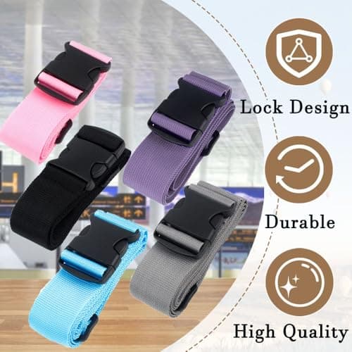 Luggage Suitcase Straps Set Adjustable Travel Packing Straps with Buckles Luggage Belts for Travel Bag Suitcase ((Orange,2)) — view 4