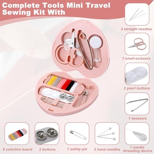 Mini Sewing Kit Travel for Adults, Small Sewing Kit Travel Size Portable Tiny Needle and Thread Kits for Women Wedding Starter Mom Traveling Beginner Traveler Hotel — view 4