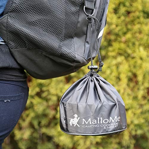MalloMe Camping Cookware Mess Kit, Camping Cooking Set 10 Pcs - Camping's Pans and Pots Set for Travel Backpacking Portable Camp Essentials Equipment & Accessories, Camp Pot for Food & Kitchen — view 6