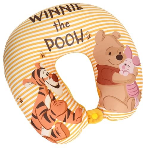 Winnie the Pooh Kids Travel Pillow | Officially Licensed U-Shaped Kids Trip Cushion | Soft Wrap Around Neck Support Comfort for Boys or Girls | Plush Head Rest for Planes, Flights, Cars, Long Trips