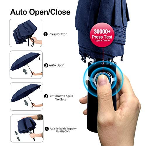 YumSur Automatic Umbrellas - Windproof Lightweight Travel Compact Folding Umbrella Sunflower Design, Reinforced Canopy, Auto Open/Close, for Business and Travels or Summer Wedding Gifts — view 3