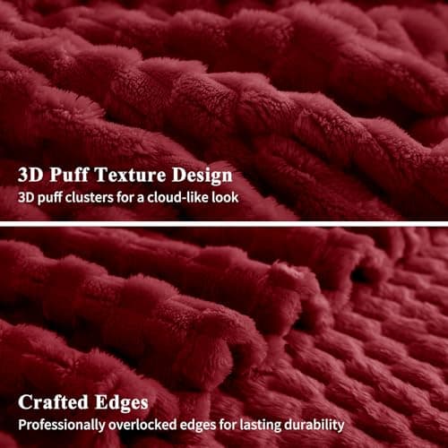 Aisbo Red Throws Blankets for Sofa - Single Fleece Fluffy Bed Throws for Sofas, Soft Warm Fuzzy Blanket for Couch, 130x150 cm — view 5