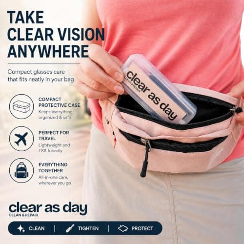 Clear As Day Glasses Cleaning Kit – Microfiber Cloth, Spray & Mini Screwdriver – Eyeglasses Lens Cleaner Set for Sunglasses, Travel, Backpacking, Lenses & Screens (Sage) — view 5