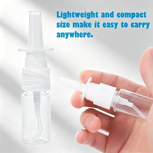 Nessbabus 20 Pack Nasal Spray Bottles, 10ml Refillable Empty Mist Spray Bottles, PET & PP Portable Travel Container, Leak Proof Small Spray Vials for Saline, Essential Oil, Perfume, Cosmetics — view 4