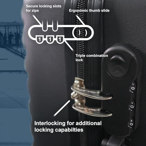 Planet Direct Cabin Suitcase (55x36x23cm) | Hard Shell Lightweight Suitcase | 3-Digit Lock | 4 Spinner Wheels | Telescopic Handle | Carry On Luggage (Black) — view 6