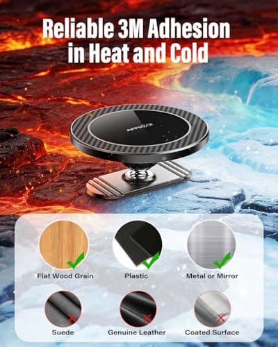 APPS2Car for MagSafe Car Mount, 17 N56 Magnets, 360° Adjustable Magnetic Phone Holder for Car, Bedside, Kitchen and Desk, Compatible with iPhone, Samsung and Other Smartphones — view 3