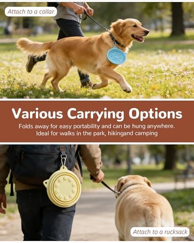 ETIALURE Collapsible Dog Bowl, Portable Dog Travel Bowl for Hiking (Yellow) — view 4
