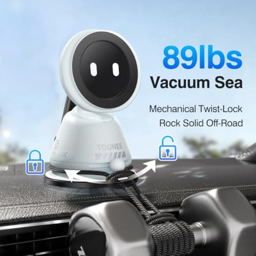 tounee Car Phone Holder for MagSafe [89LBS Strongest Suction & 3600gf Strongest Magnetic] 360° Adjustable Car Phone Mount, Dashboard Phone Holders for iPhone 17-12 Pro Max Air Plus - Blue — view 4