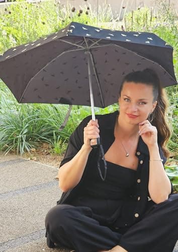 Fulton Tiny Umbrella, Golden Bees Print, Ultra Compact, Lightweight Wind Resistant Frame, UPF50+ — view 3