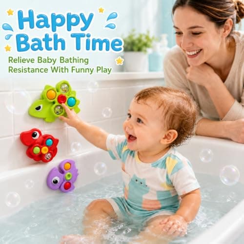 Kdoliti Suction Spinners for Babies,Baby Toy 1 Year Old,Sensory Fidget Toys for Kid,Toddler Travel Toy for 1 2+ Year Olds,Toy for 1 2 Year Old Gift,3 Pcs High Chair Toy with Suction Cups — view 4