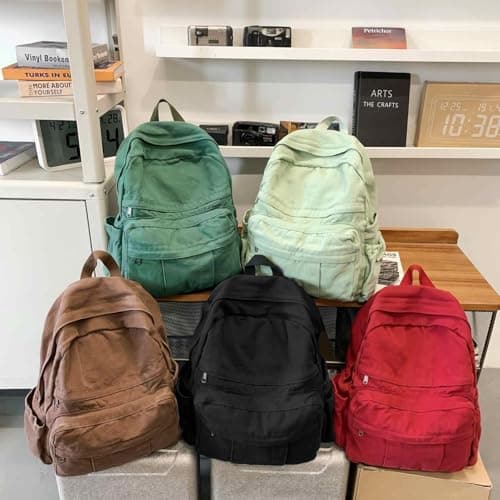 GAMLFL Canvas Backpack for Women Retro Aesthetic Rucksack Basic Backpack for High School/College Students Travel Laptop Bag, Espresso Brown, M, Travel Backpacks — view 6