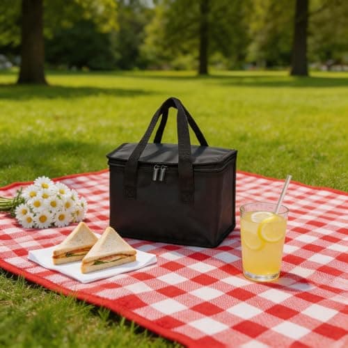 Arikky Lunch Bag Insulated Women Men Kids Cool Bag Lunch Box School Girls Boys Toddlers Picnic Bag Travel Small Mini Cooler Black 6 cans — view 5
