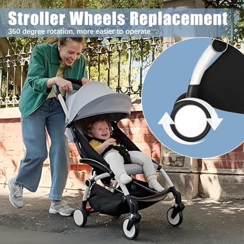 Flylin Baby Stroller Wheel 1Pair, Rubber Back Wheel — view 5