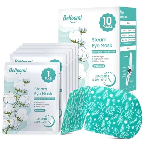 BeHoomi Steam Eye Mask, 10 Packs Heated Eye Mask, Self Heating Disposable SPA Warm Compress for Eyes Sleep Mask, Soothing Moist Heat Eye Masks, Travel Essentials & Relaxation Gifts (Unscented)