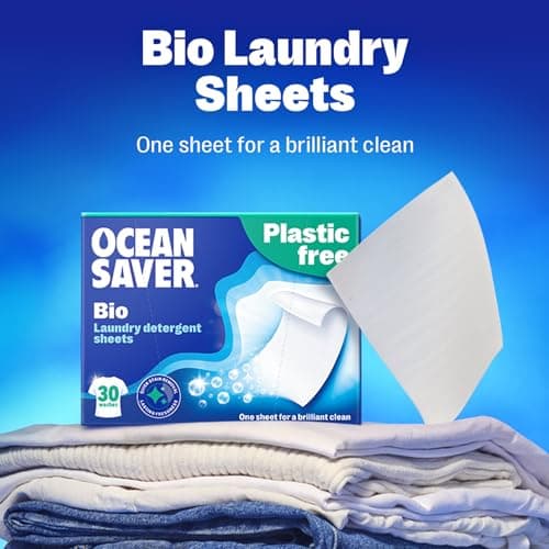 OceanSaver Eco Laundry Detergent Sheets | Bio | Eco-Friendly, Biodegradable & Freshly Scented | Zero-Waste & Removes Tough Stains | Vegan, Plastic & Cruelty-Free | Plant Based Formula (30 Washes) — view 2