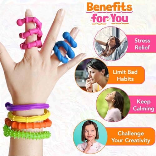 Bambebe 6 Pack Fidget Toys Sensory Stick: Textured Calming Sensory Toys for Autism Kids, Anxiety Relief Fidgets for Classroom Student, Travel Activities Essential Fidget Toy, Road Trip Essentials — view 2