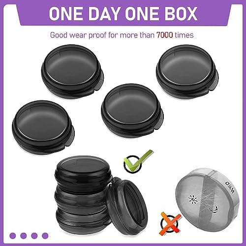WLLHYF Small Pill Box, Cute Pill Case Portable for Pocket Purse Daily Round Mini Pill Organizer Travel Pill Case Medicine Storage Container Earplug Case 4 Pack (4pcs-black) — view 5