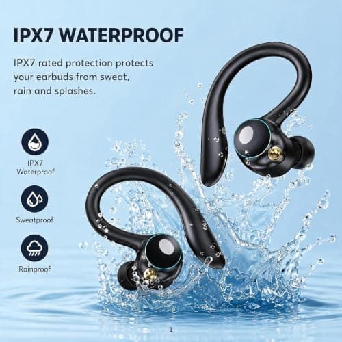 EUQQ Bluetooth 6.1 Sports Wireless Earbuds with EarHooks HiFi Stereo Sound — view 6