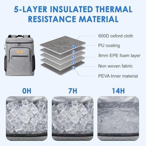 24L Insulated Soft-Sided Cooler Backpack for Camping Beach Picnic & Travel — view 4