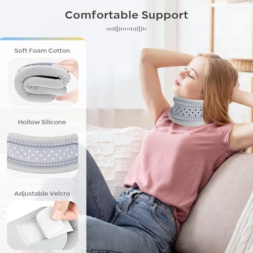 Yirochan Neck Brace for Neck Pain and Support - Silicone Foam Cervicorrect Neck Brace, Adjustable Neck Support Brace Breathable Cervical Collar for Sleeping Relieving Spinal Pain and Pressure (Grey) — view 2