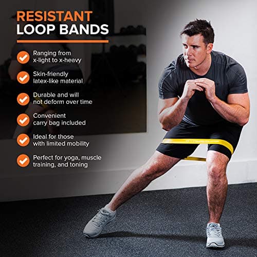 Resistance Bands Set of 5 - Non-slip Loop Exercise Band with 5 Resistance Levels for Women & Men, Home Gym Yoga Training Fitness, Long Loop Stretch Bands for Exercise (1.5–18kg Resistance) — view 2