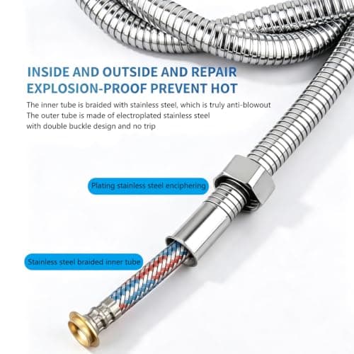 YIBEWANL Handheld Bidet Sprayer, Stainless Steel Shattaf Douche Shower Spray with T-Valve Adapter and 1.5m Hose for Toilet, Bathroom Bidet Jet Spray for Personal Hygiene — view 4