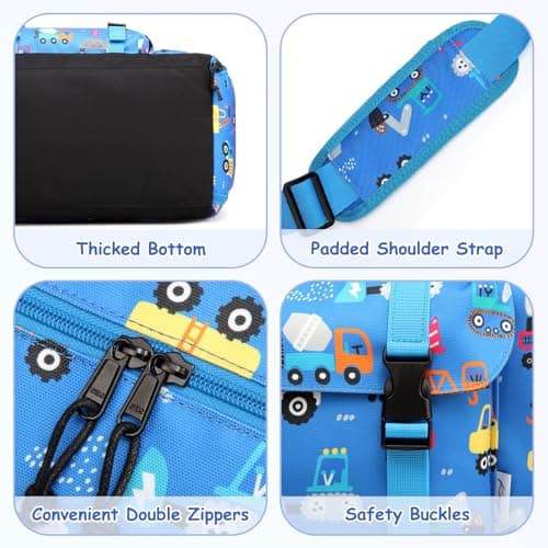 Kasgo 26.5L Kids Travel Sport Duffel Bag - Wet-Dry Shoe Pocket Blue Car — view 6