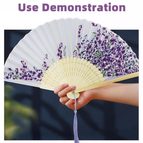 Belegao 2PCS Folding Hand Fans with Pouch and Tassel Elegant Hand Fans — view 5
