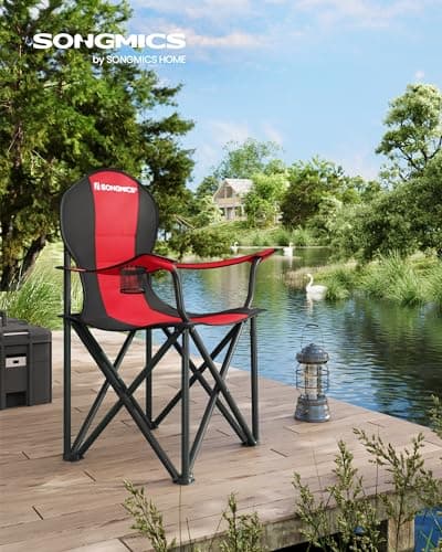SONGMICS Folding Camping Chair, Sponge Seat, Cup Holder, 250 kg Capacity — view 2