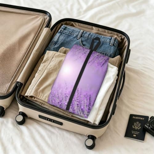 Romantic Purple Lavender Print Waterproof Shoe Bag Travel Bag with Carry Strap Storage Bag Versatile Cosmetic Bag-2pcs — view 6