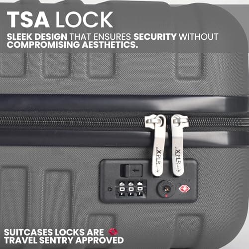 XPLR 5-Piece ABS Luggage Set – Durable Hard Shell Suitcases with TSA Lock, 360° Spinner Wheels & Organised Interiors – Includes Carry-On & Toiletry Bag – Scratch-Resistant Finish – Charcoal Grey — view 4