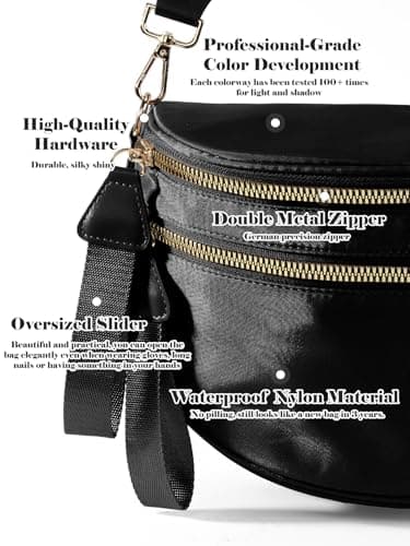 Pure Colour Crossbody Bag Bum Bag for Women,Spacious Purse Fanny Packs Belt Bag,Oversized Bum Bag, Colour Bum Bag-Black, 11.0 Inches X 8.6 Inches X 4.5 Inches, Casual — view 6