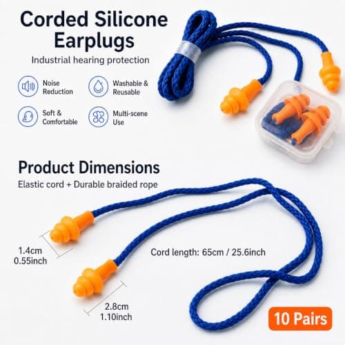 10Pcs Silicone Reusable Noise Cancelling Ear Plugs with String for Sleeping — view 2